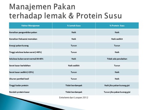 manajemen pakan terhadap kadar lemak dan protein susu